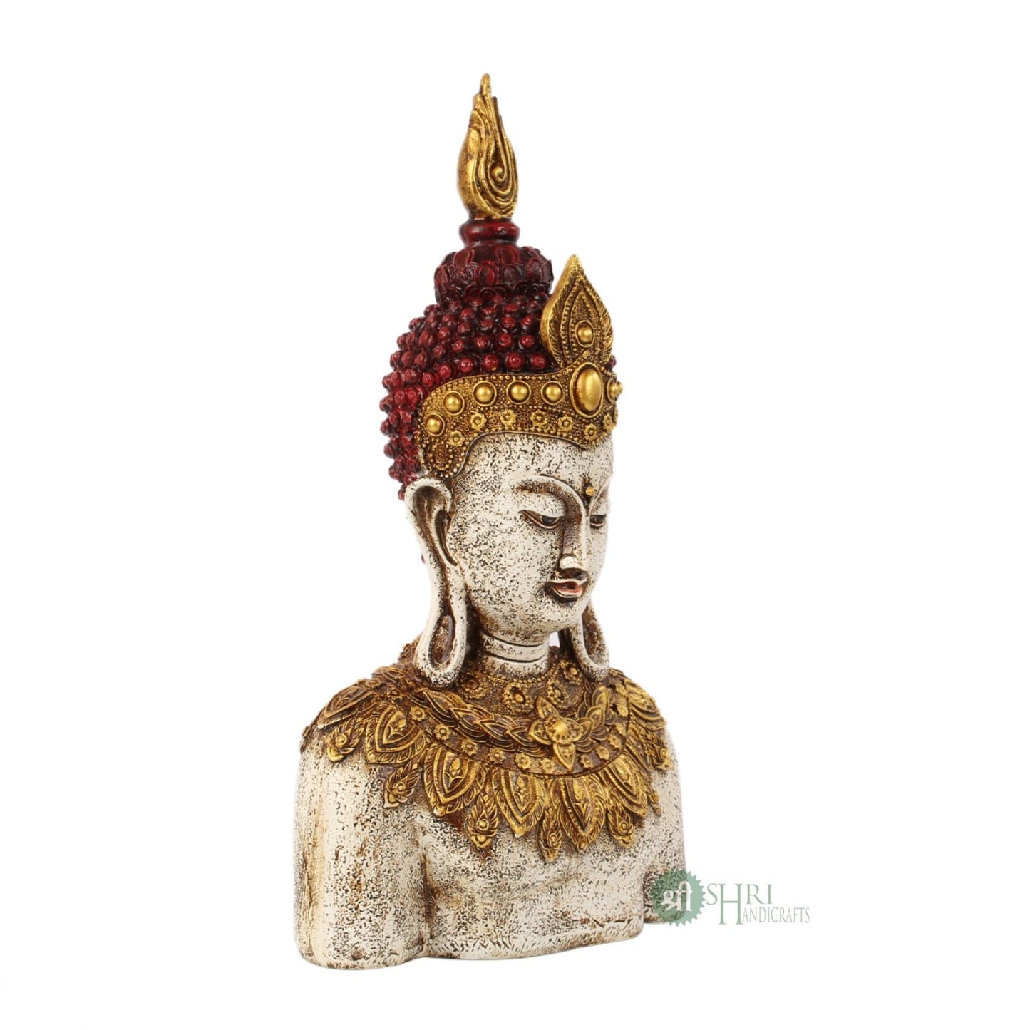 12" BUDDHA BUST CARVING PAINTING