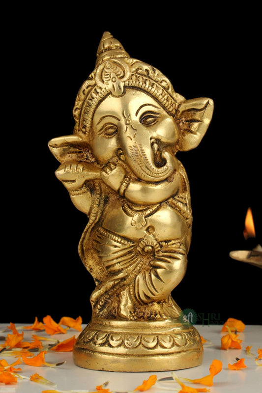 BRASS MUSIC GANESH STATUE