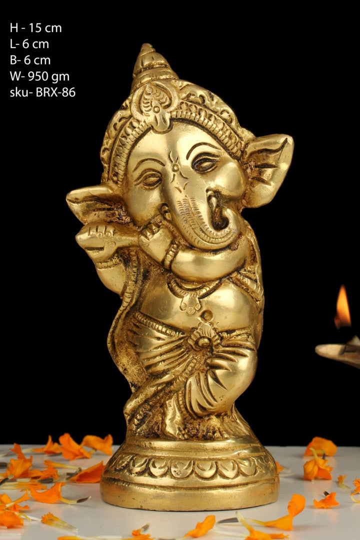 BRASS MUSIC GANESH STATUE