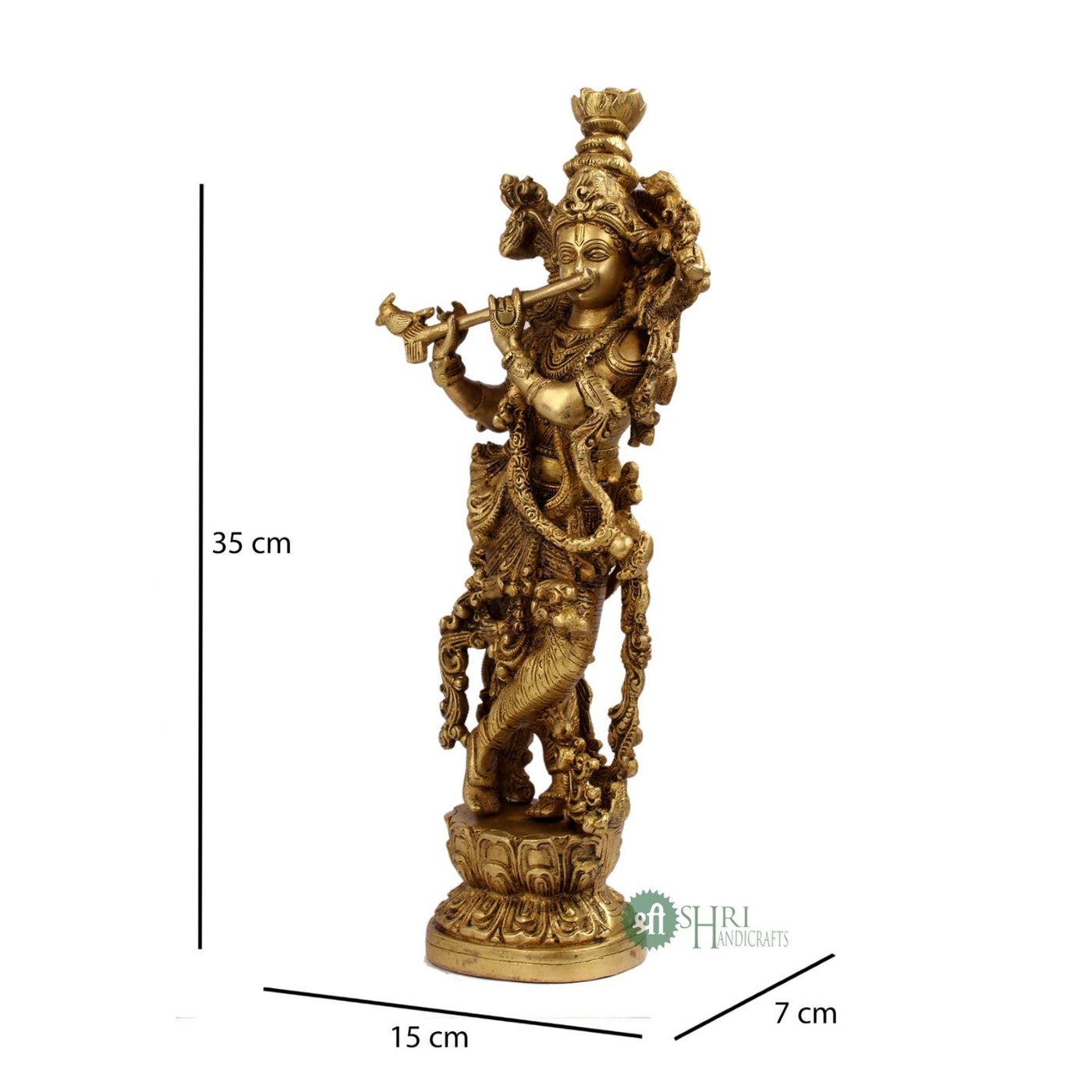 15" BRASS KRISHNA STANDING