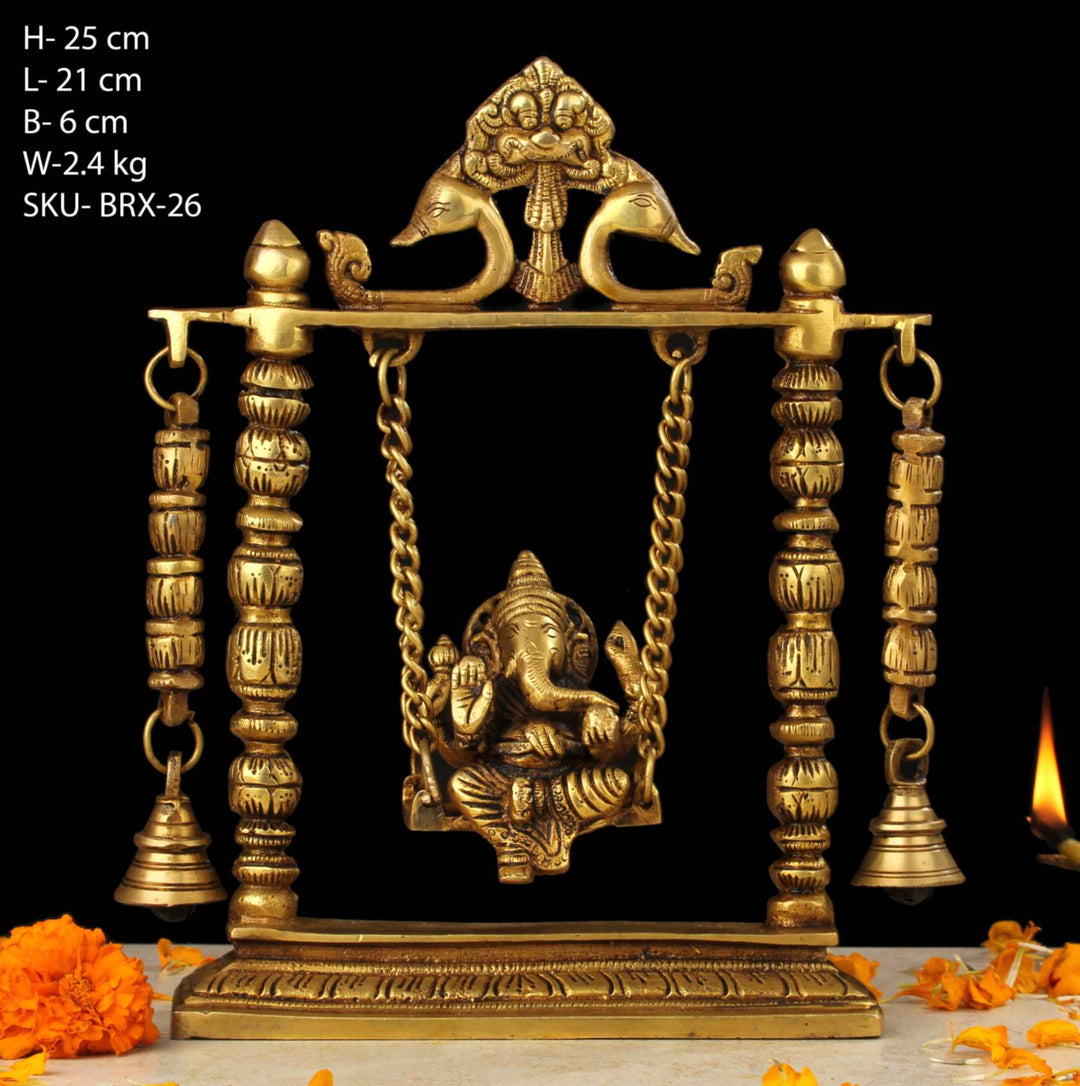 BRASS GANESH SITTING ON JHULA