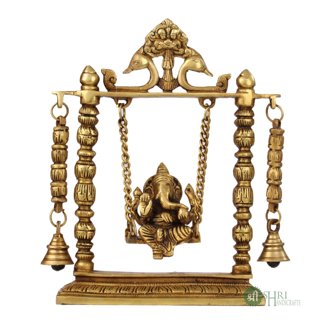 BRASS GANESH SITTING ON JHULA