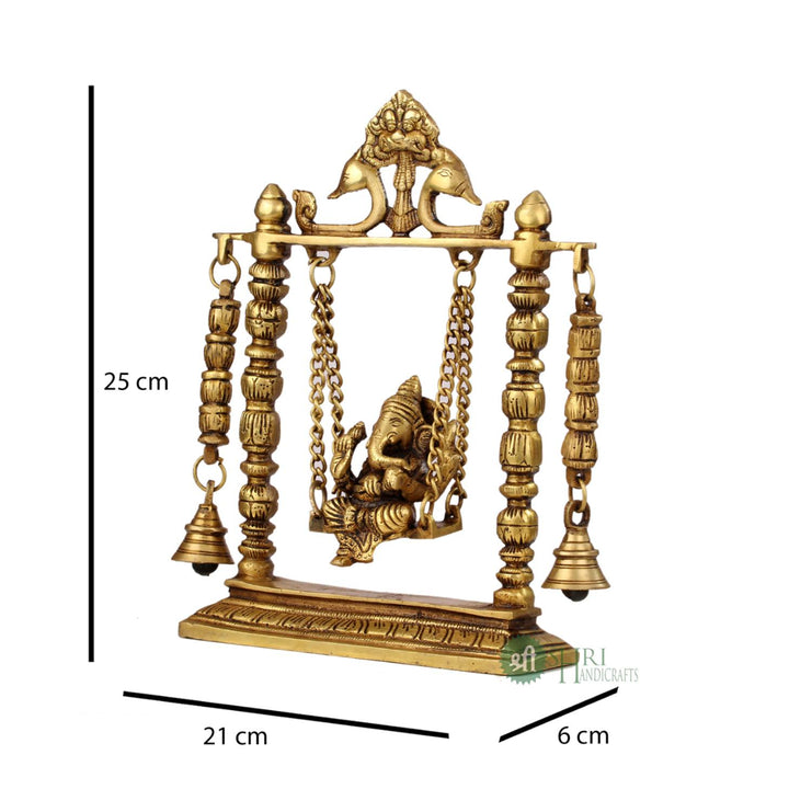 BRASS GANESH SITTING ON JHULA