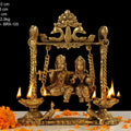 BRX-135-9 (9" BRASS JHULA RADHA KRISHNA WITH DEEPAK BRX)