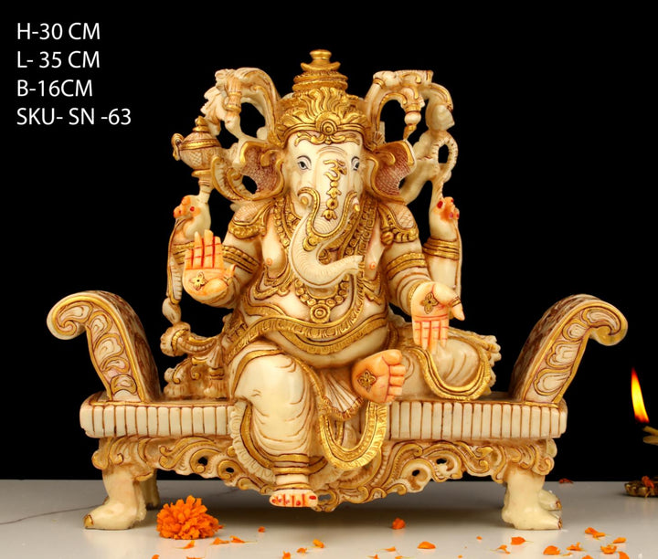 12". GANESHA SITTING ON SINGHASAN