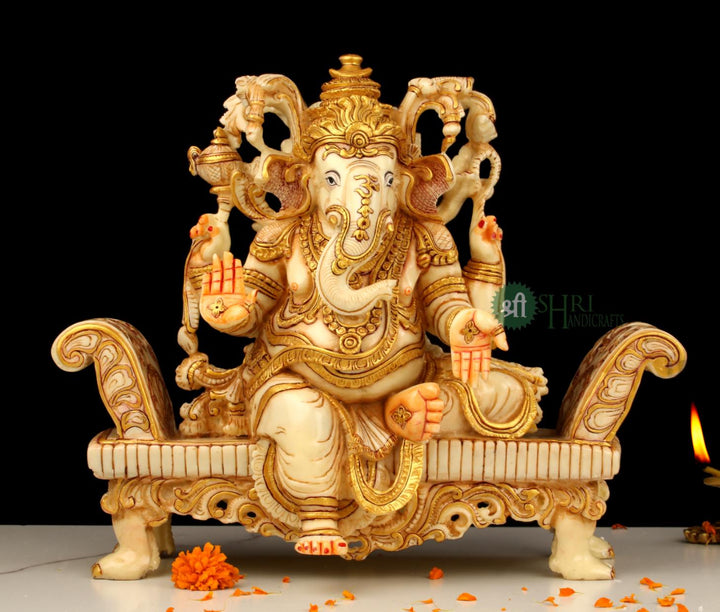 12". GANESHA SITTING ON SINGHASAN