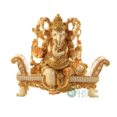 12". GANESHA SITTING ON SINGHASAN