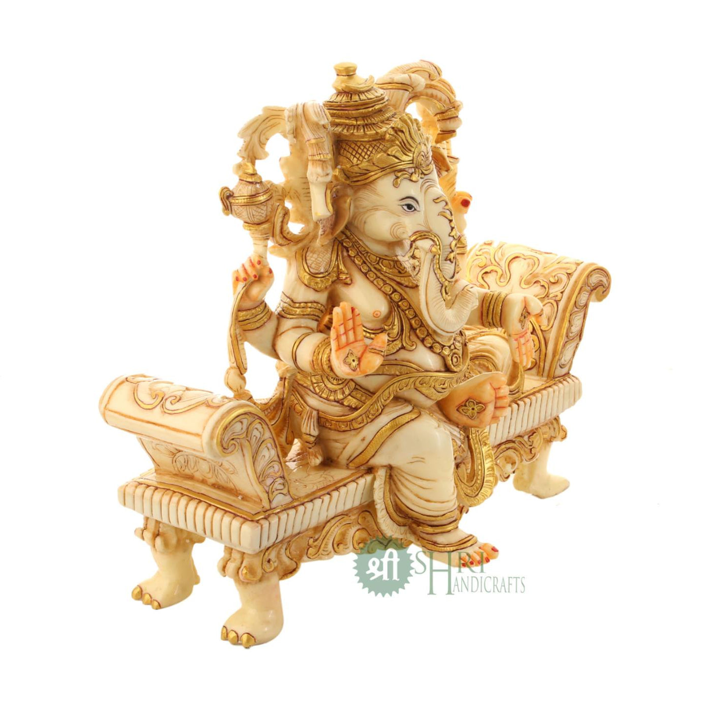 12". GANESHA SITTING ON SINGHASAN