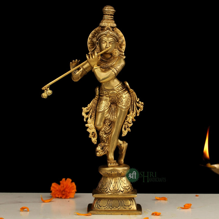 BRX-241-11 (11" BRASS KRISHNA STANDING BRX)