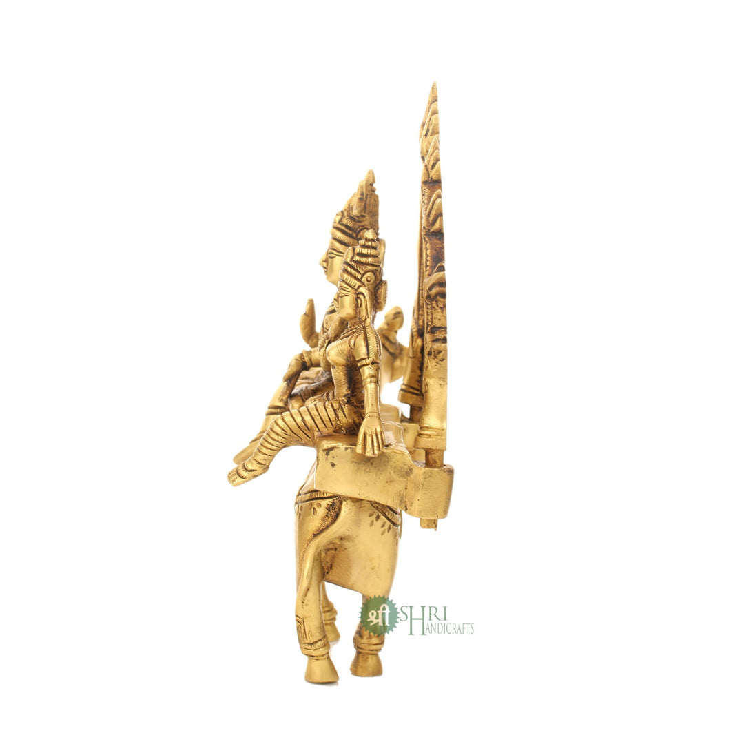 BRT-621-7.5 (7.5" BRASS SHIV PARVATI SITTING ON NANDI BRT)