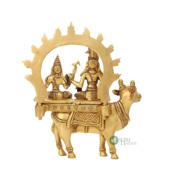 BRT-621-7.5 (7.5" BRASS SHIV PARVATI SITTING ON NANDI BRT)