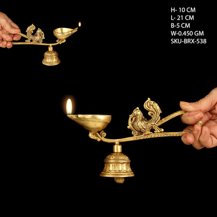 BRASS HAND DEEPAK WITH BELL