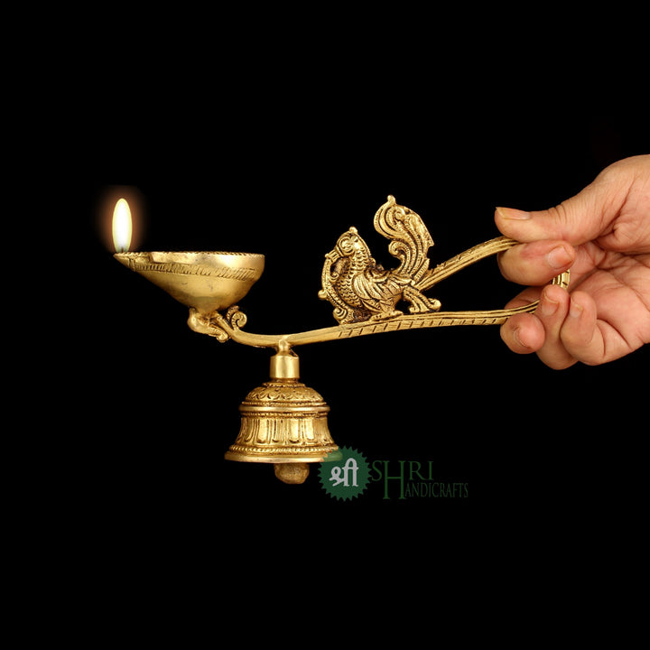 BRASS HAND DEEPAK WITH BELL