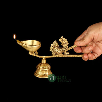 BRASS HAND DEEPAK WITH BELL