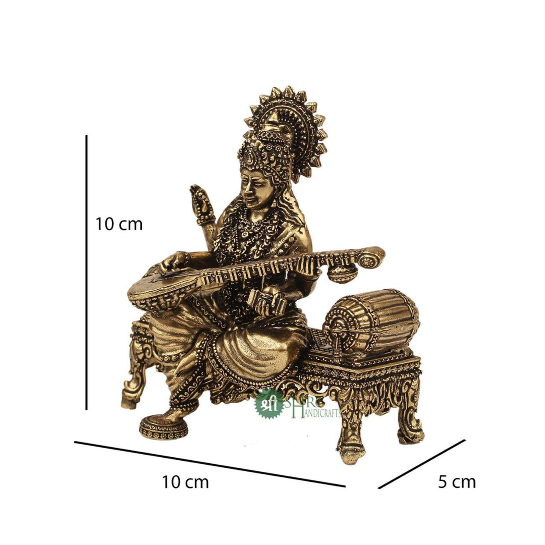 Brass Goddess Saraswati Seated On Aasan 4 Inch By Trendia Decor