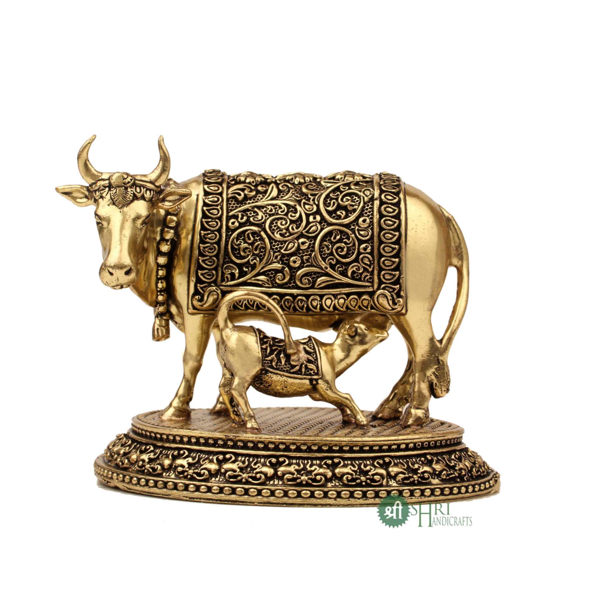 Vastu Showpiece Holy Cow & Calf 3 Inch By Trendia Decor