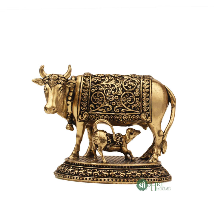 Brass Showpiece Holy Cow & Calf 2 Inch By Trendia Decor