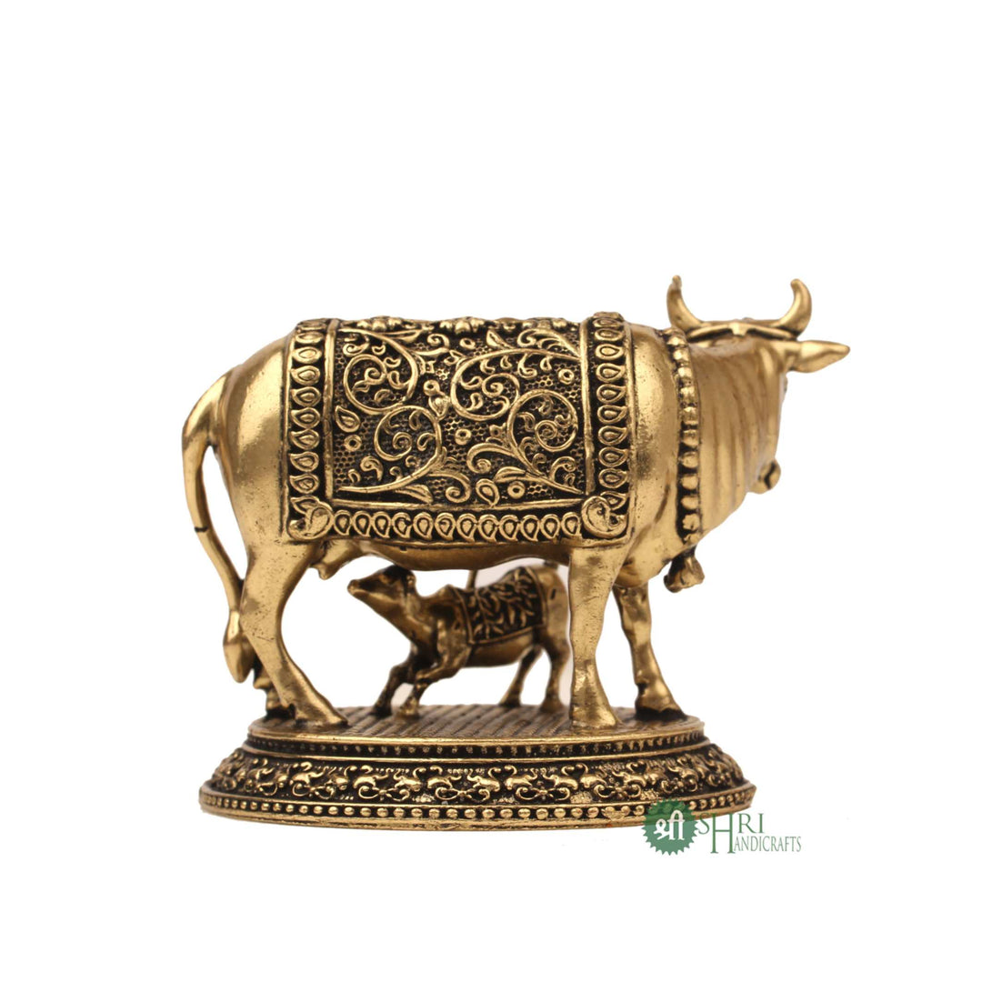 Brass Showpiece Holy Cow & Calf 2 Inch By Trendia Decor