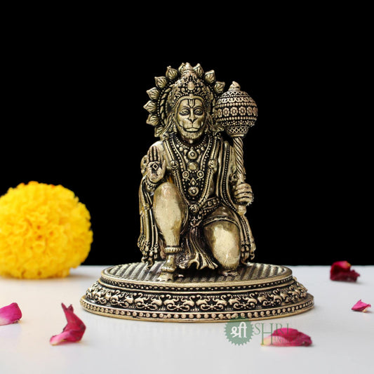 Brass Blessing Hanuman Statue 3.5 Inch By Trendia Decor