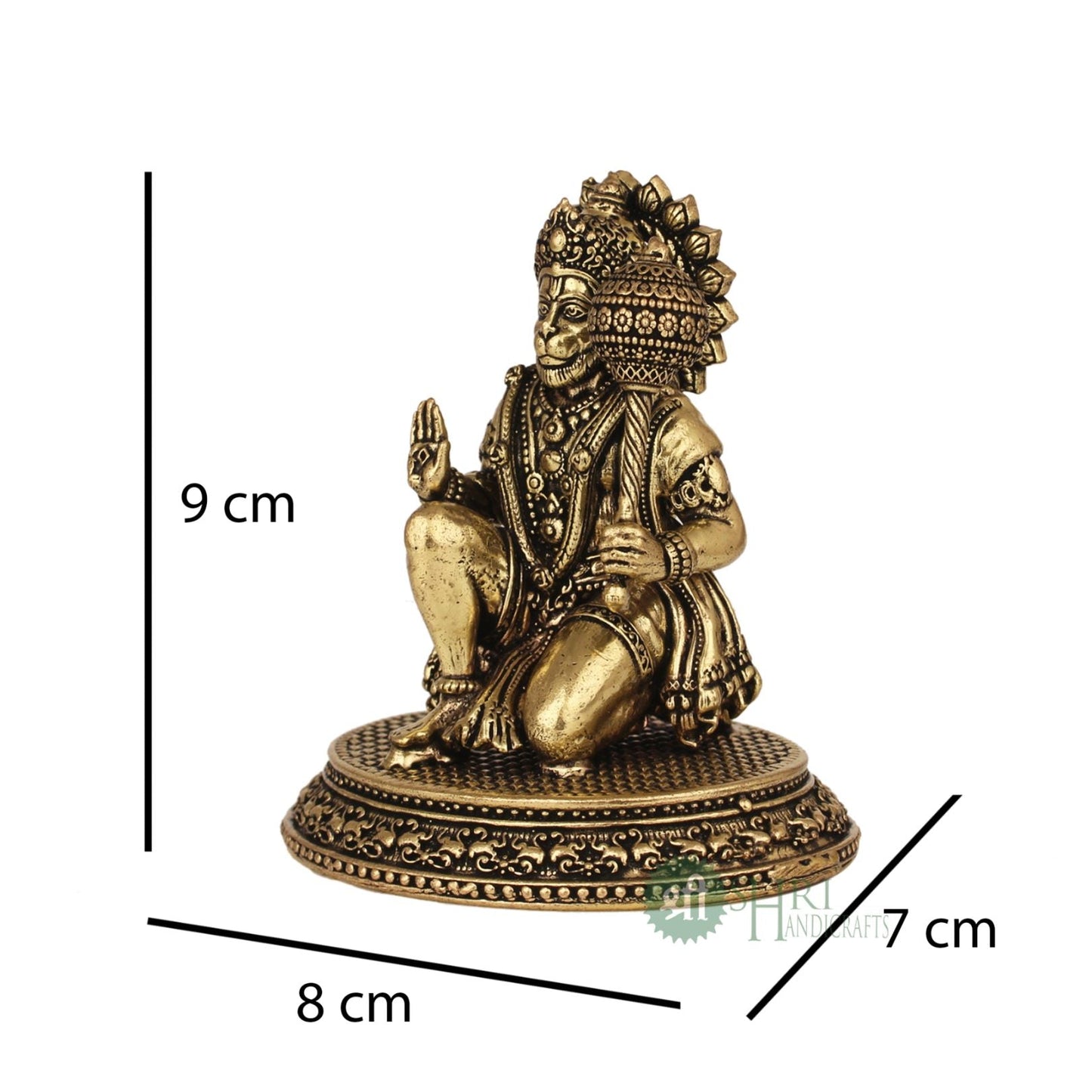 Brass Blessing Hanuman Statue 3.5 Inch By Trendia Decor