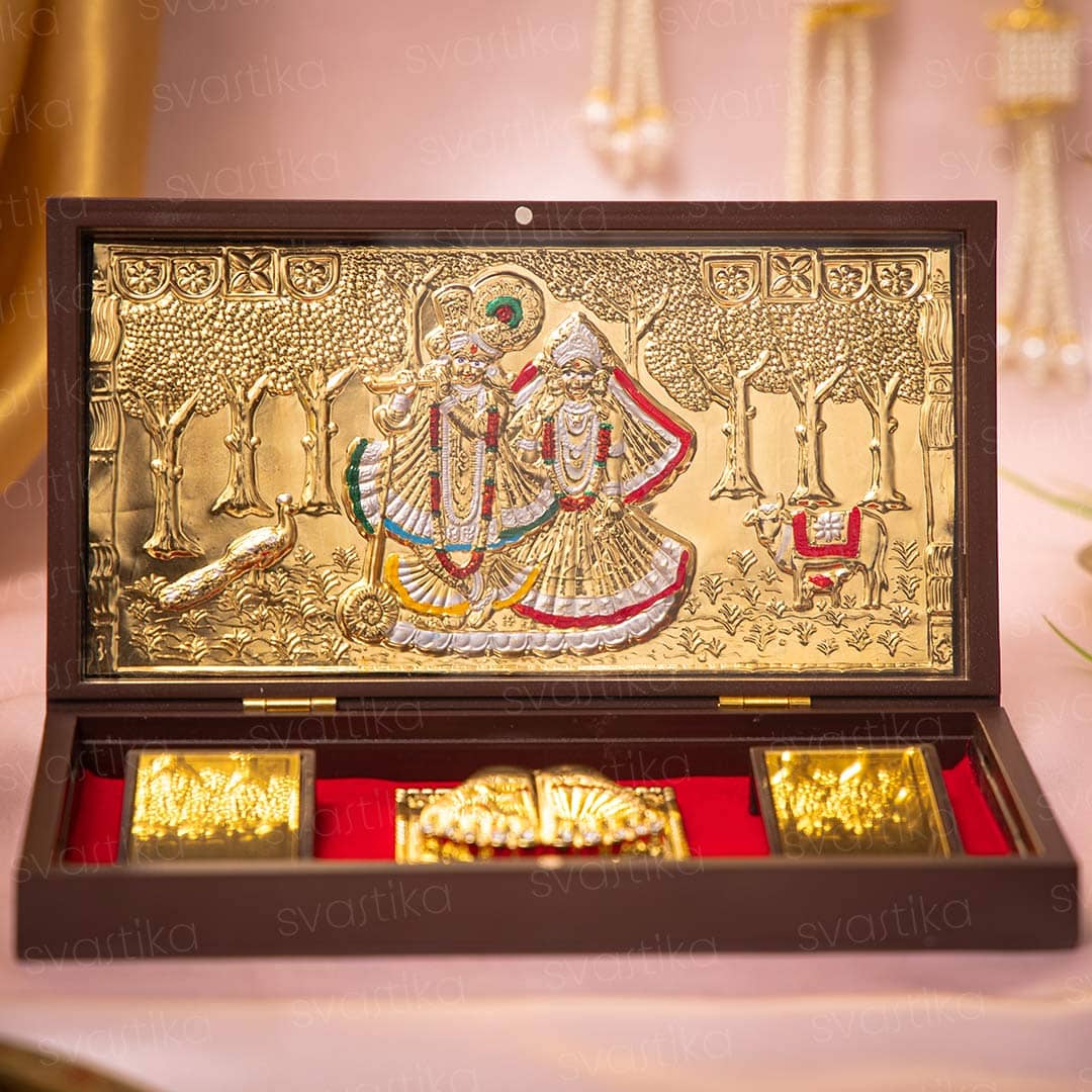 Radhe Krishna Pocket Temple (24 Karat Gold Coated) - By Trendia