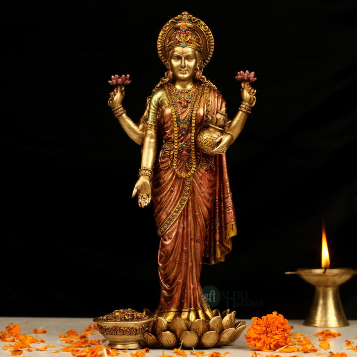 SN-172C-10 (10" LAXMI STANDING COPPER PAINTING SN)