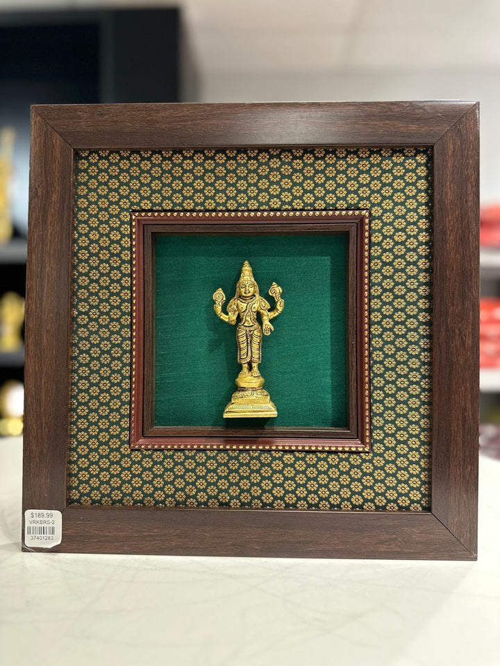 Lord Venkateshwara silk frames with brass idol