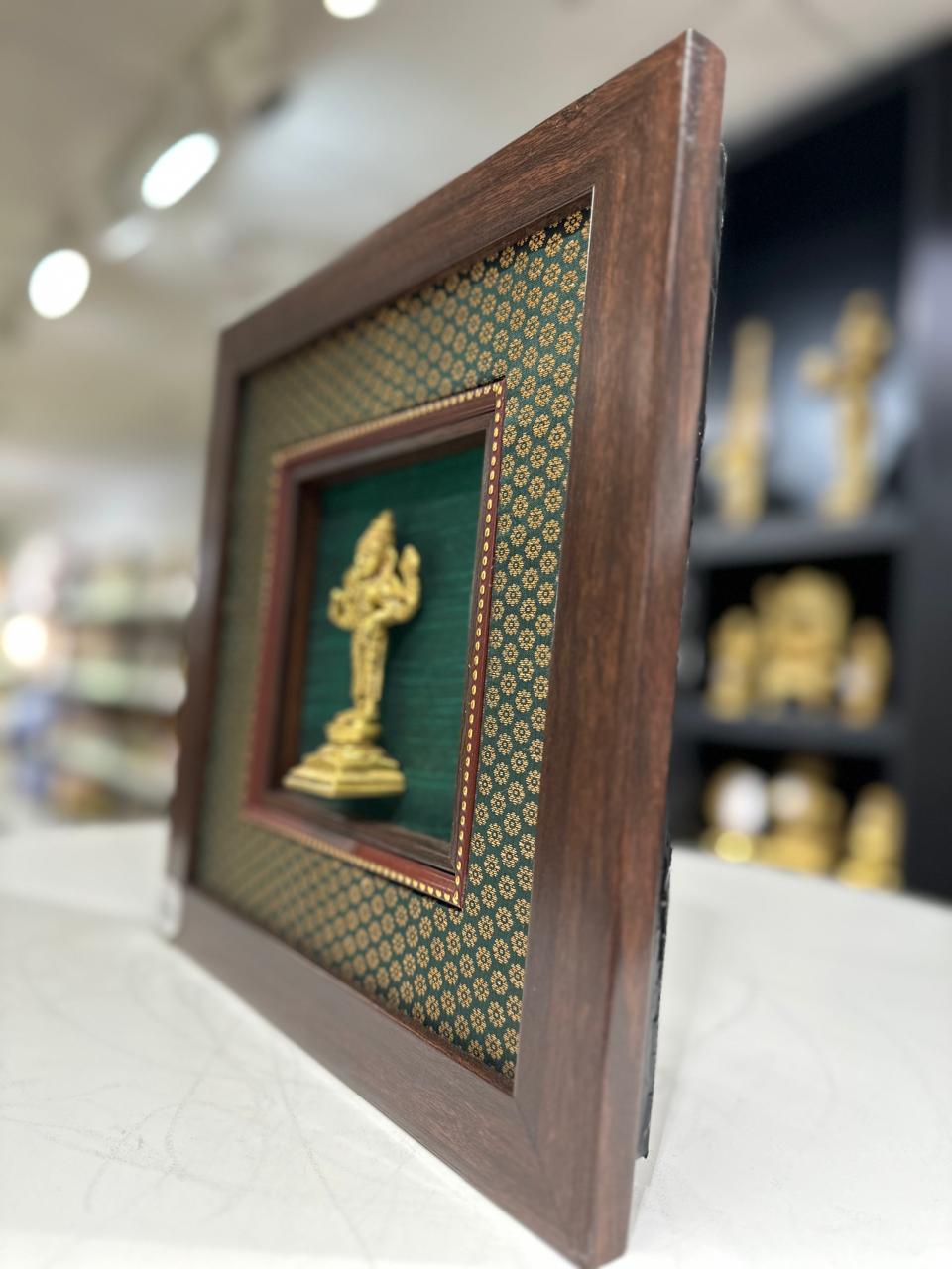 Lord Venkateshwara silk frames with brass idol