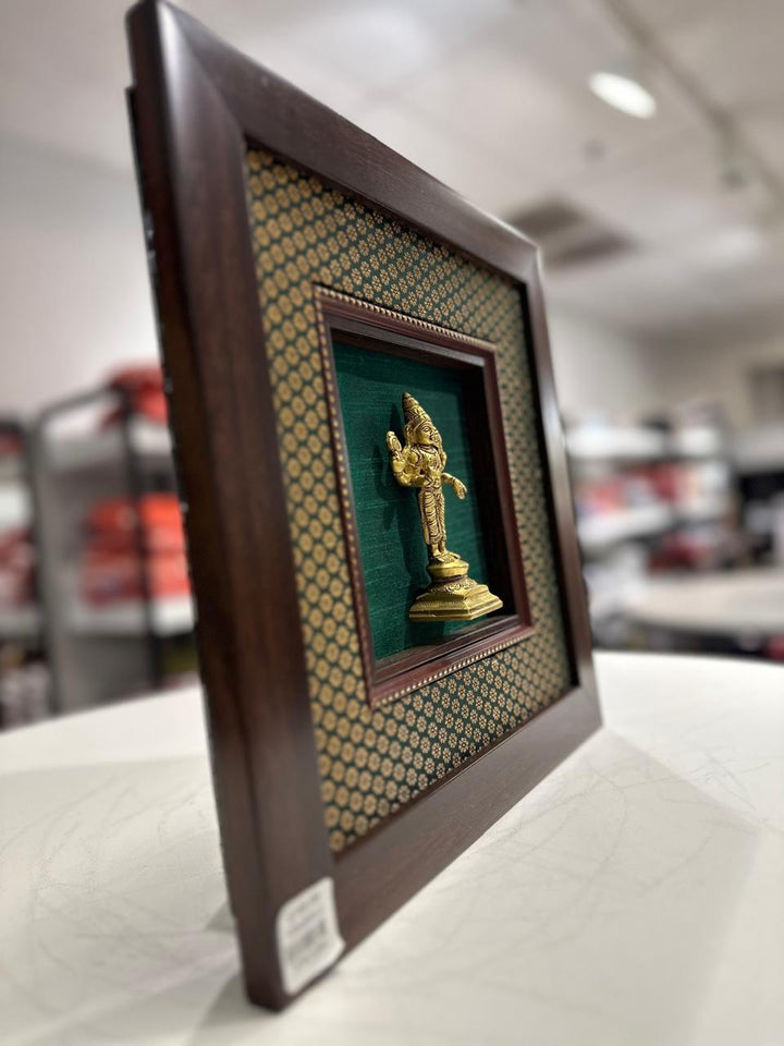 Lord Venkateshwara silk frames with brass idol