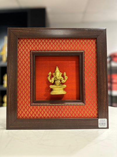 Ganesh silk frames with brass idol
