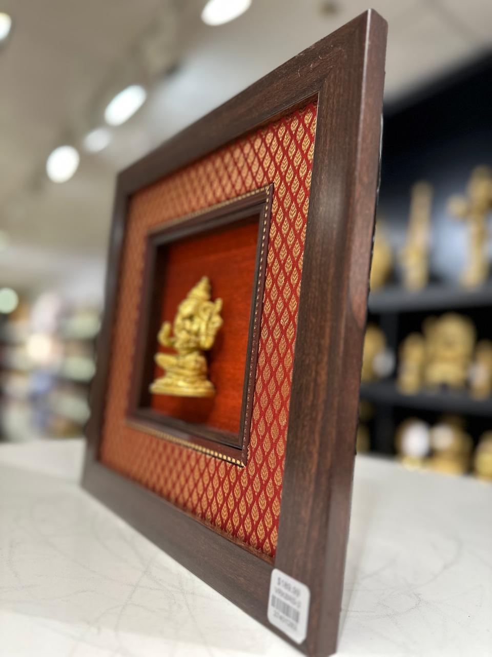 Ganesh silk frames with brass idol