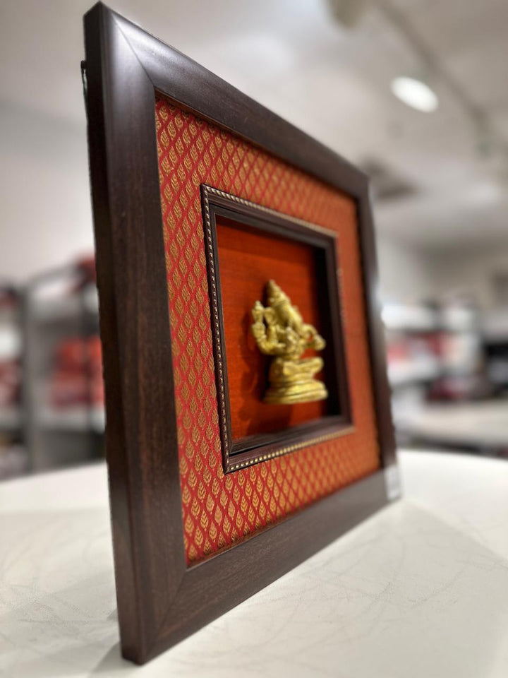 Ganesh silk frames with brass idol