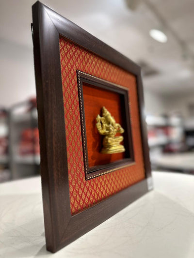 Ganesh silk frames with brass idol