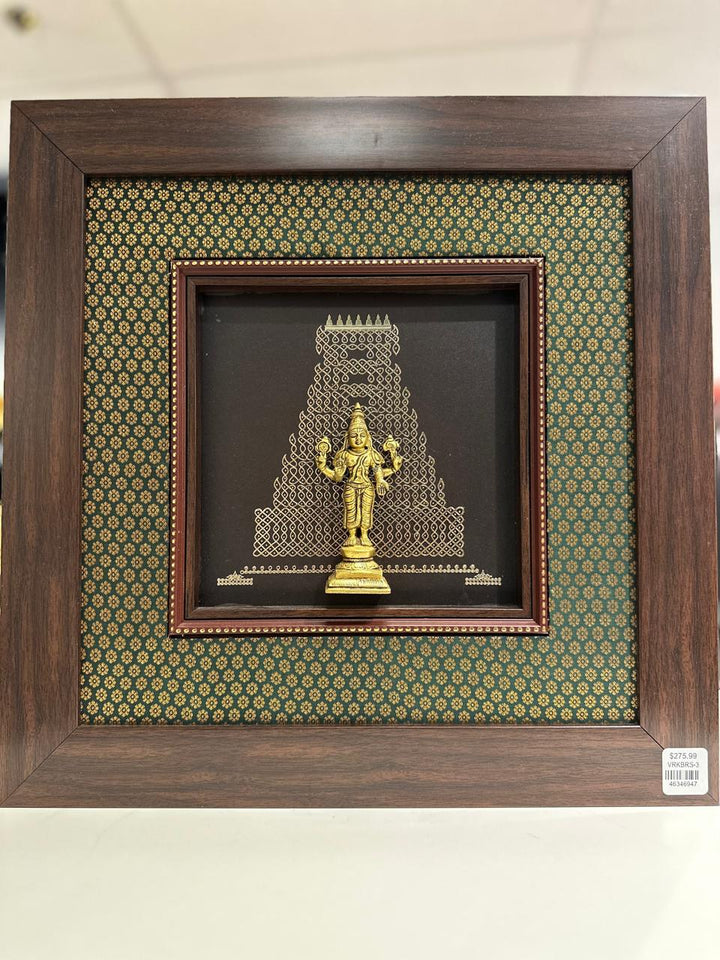 Lord Venkateshwara silk frame with brass idol