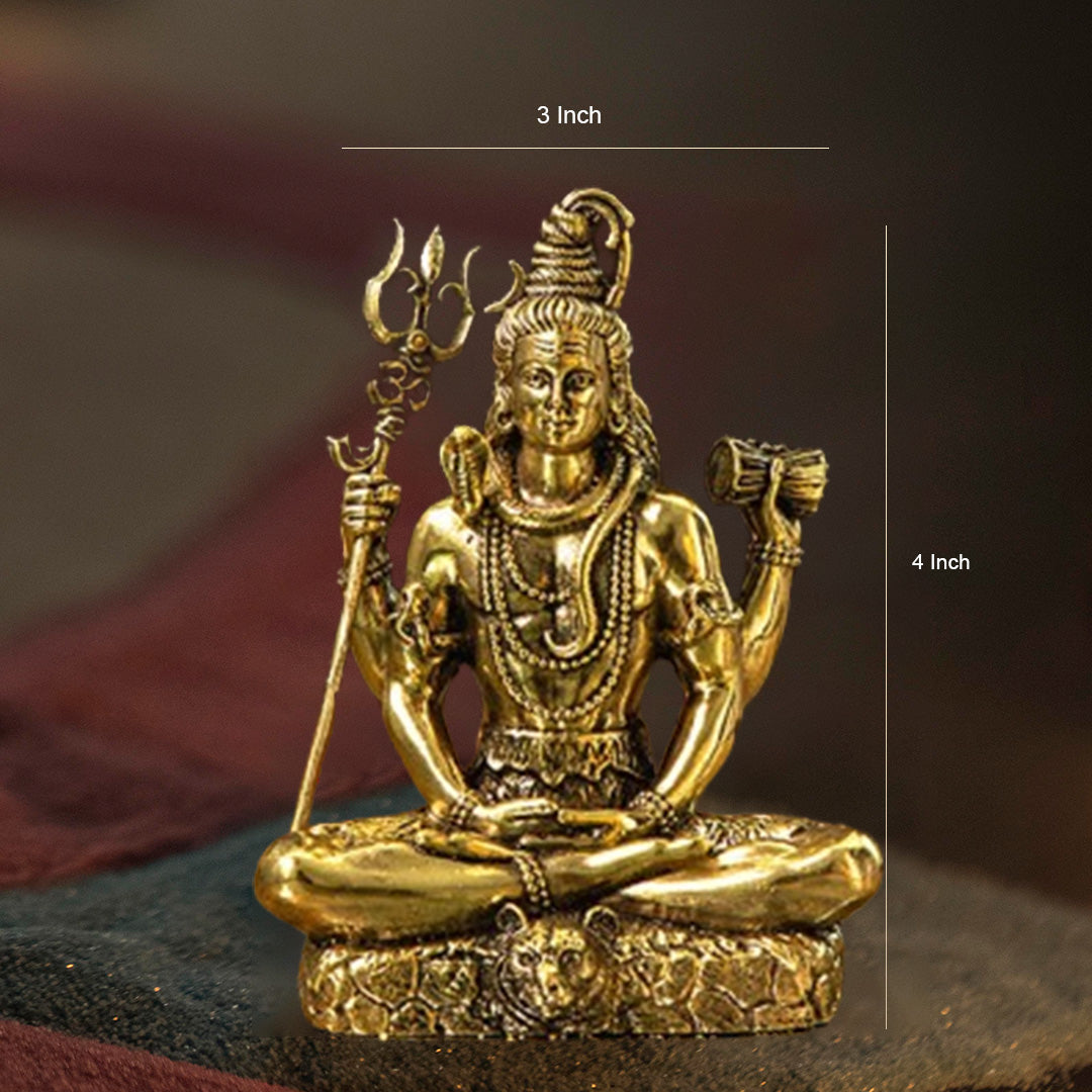Mystical 4-Armed Brass Shiva Lost in Meditation- By Trendia