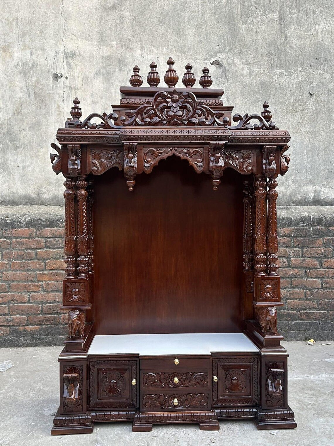 Puja mandir solid Teakwood Handmade Customizable Home Wooden Temple solid teakwood hand carved unique Large Wooden Mandir All Handcrafted