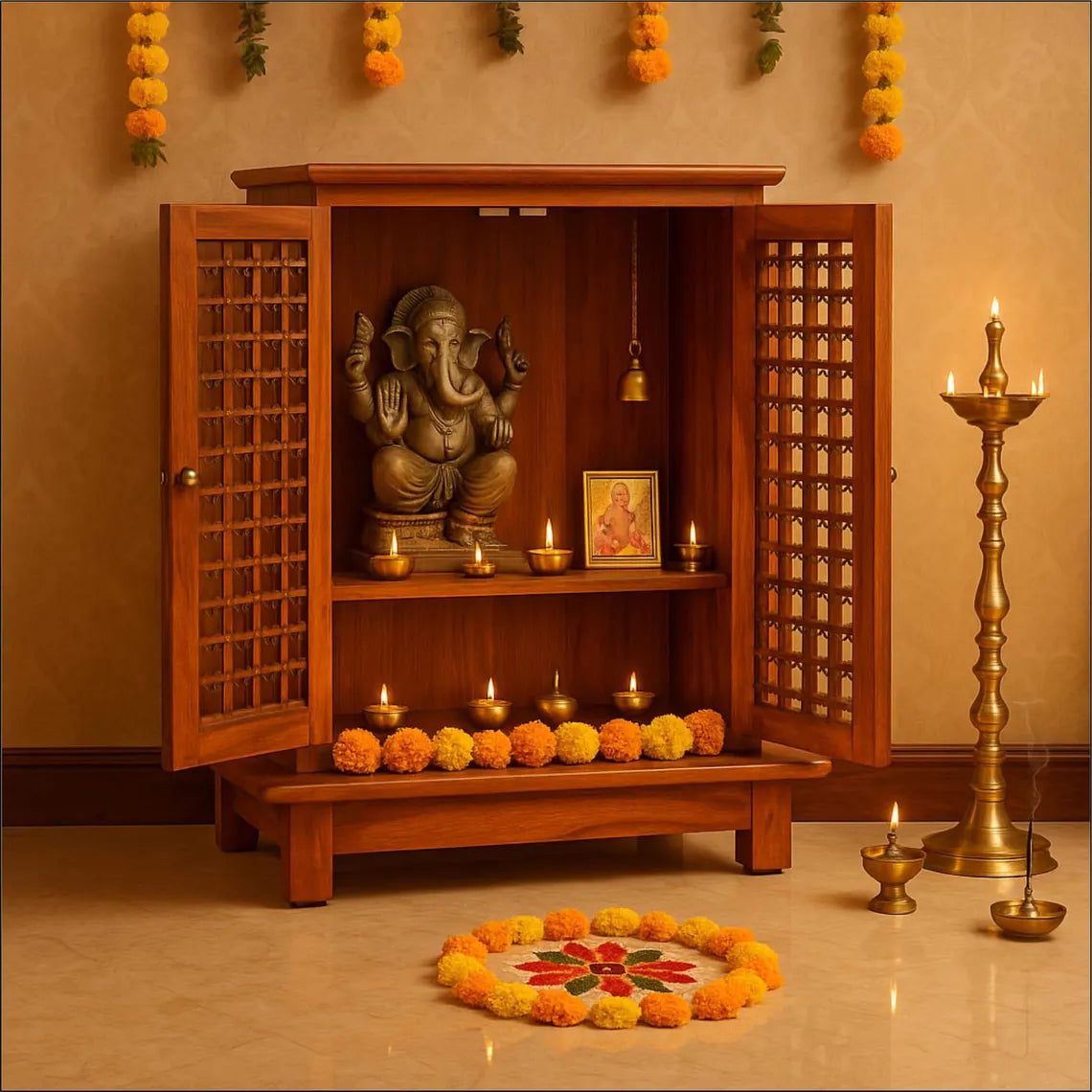 Home mandir solid teakwood traditional Handmade Customizable Home Wooden Temple Large Wooden Mandir All Handcrafted Carving Temple Polished