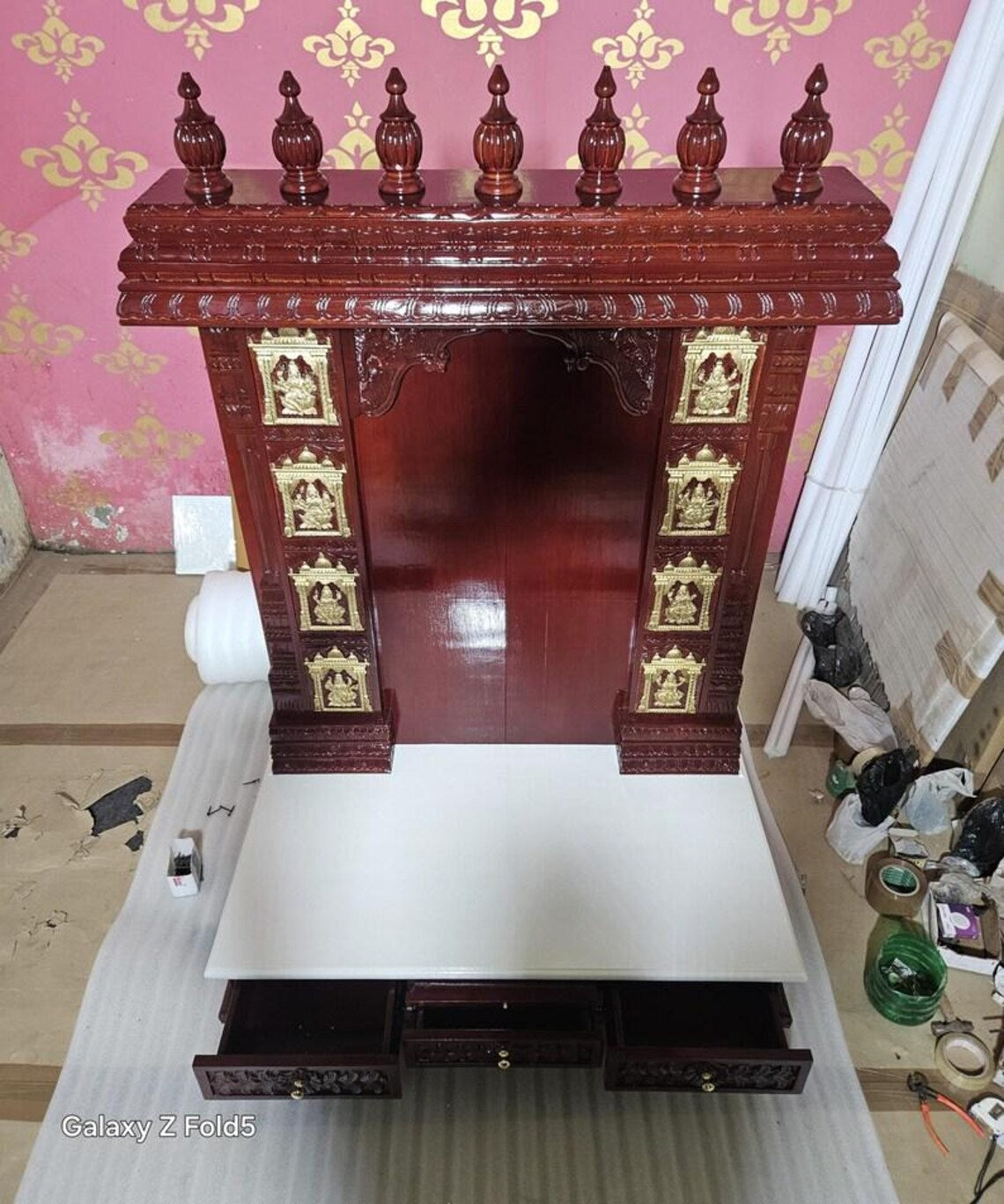 Teakwood lakhsmi mandir Handmade Customizable Home Wooden Temple solid teakwood hand carved unique Large Wooden Mandir All Handcrafted