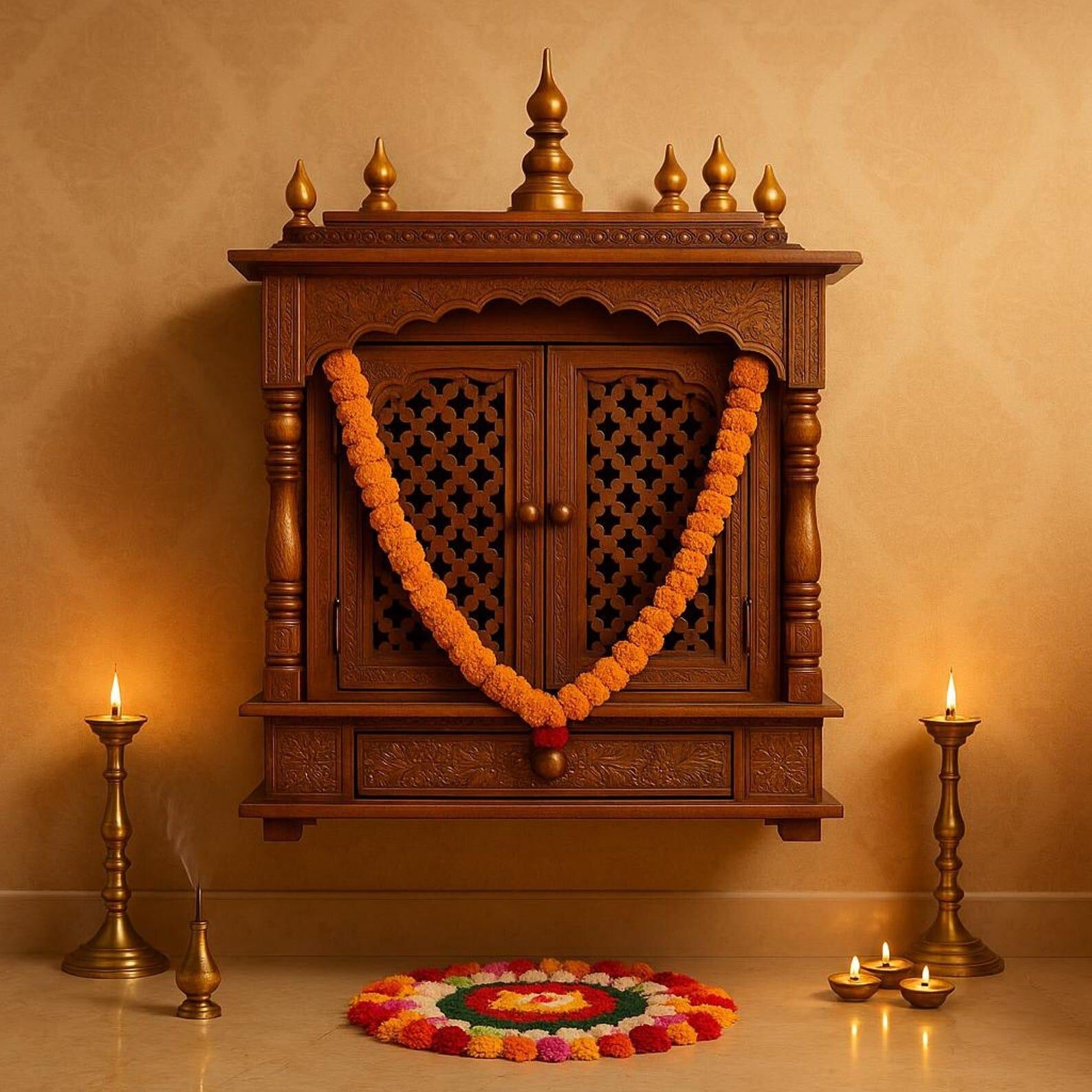 Home temple Handmade Customizable Home Wooden Temple solid teakwood hand carved unique Large Wooden Mandir All Handcrafted Carving