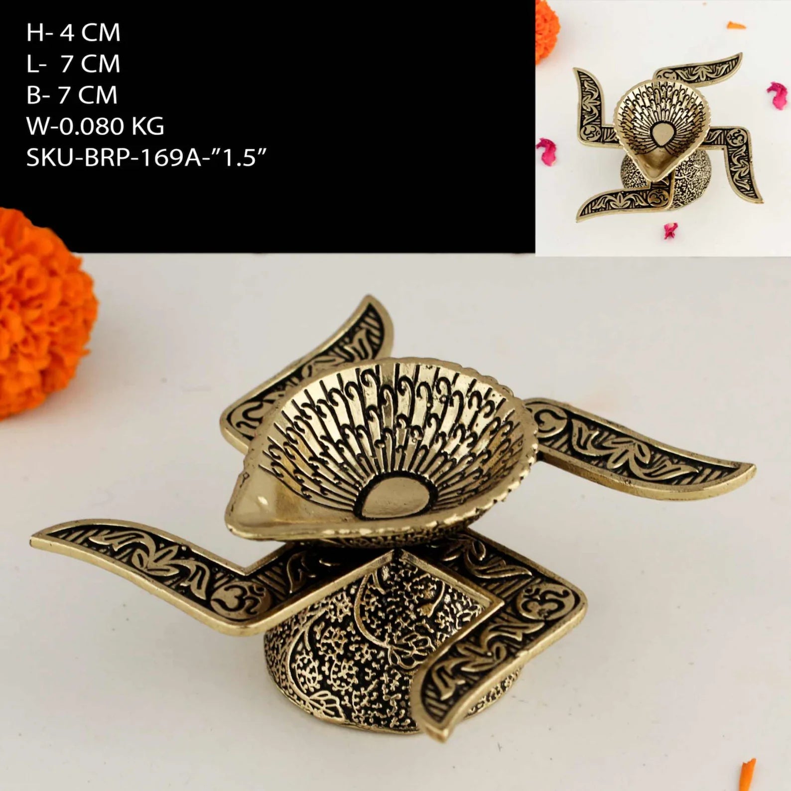 1.5 Inch Swastika Oil Lamp for Pooja & Vastu