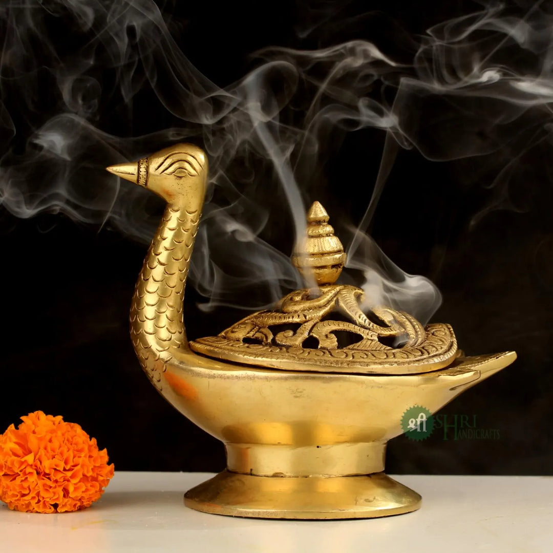 Brass Duck Shape Dhuni for Purification & Home Décor