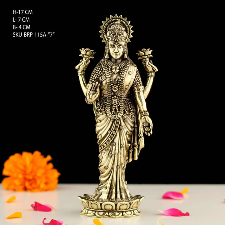 7 Inch Brass Laxmi Standing Idol