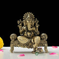 4 Inch Brass Ganesh on Sofa Idol (290 g)