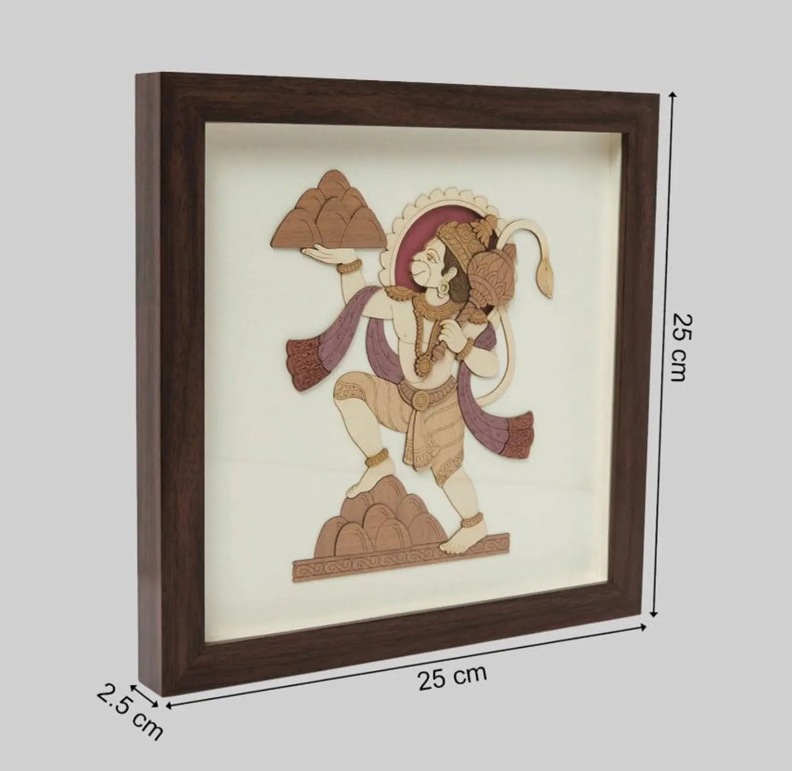 Hanuman Wooden Art Frame – 10 x 10 Inches
