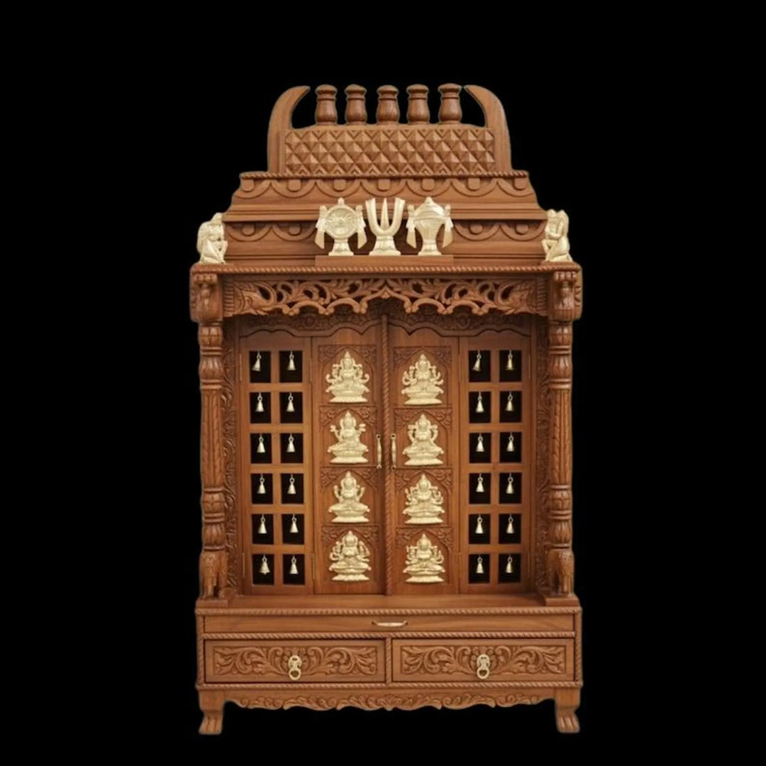 Puja mandir ashth Lakshmi Home temple Handmade Customizable Home Wooden Temple solid teakwood hand carved unique Large Wooden Handcrafted