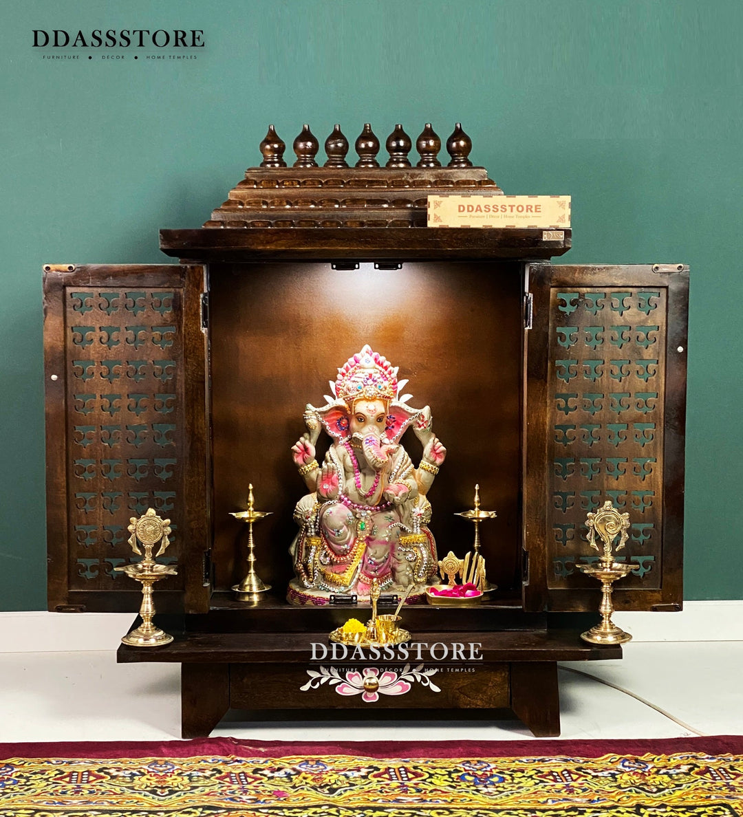 Wooden Pooja Temple Or Mandap for Home & Office | For Ganesh Pujan | DDASSWTSolid-3