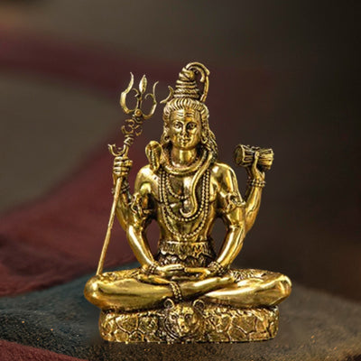 Mystical 4-Armed Brass Shiva Lost in Meditation- By Trendia