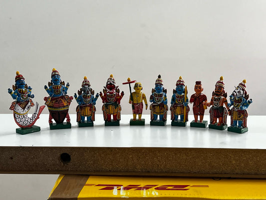 Dasavatharam Idols Kondapalli Toys Set Of 10 - Kondapalli Toys