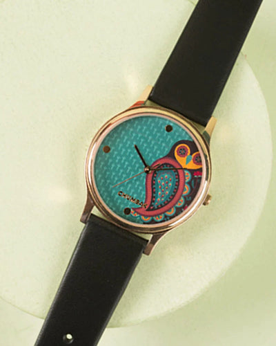 Women's Teal By  Folksy Owl Wrist Watch - Chumbak