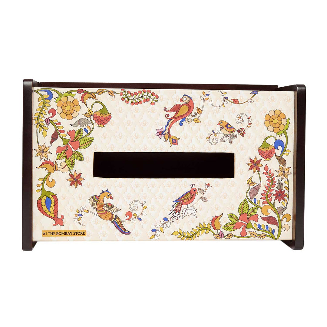 'Kalamkari' Birds Printed Tissue Box By Trendia Decor